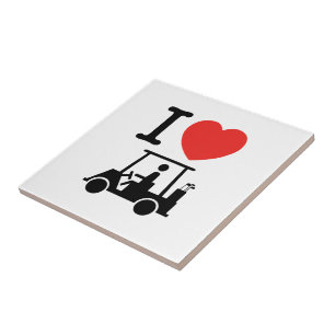 I Heart (Love) Golf Cart Ceramic Tile