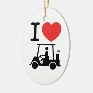 I Heart (Love) Golf Cart Ceramic Tree Decoration