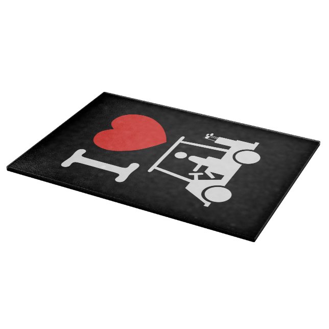 I Heart (Love) Golf Cart Cutting Board (Corner)