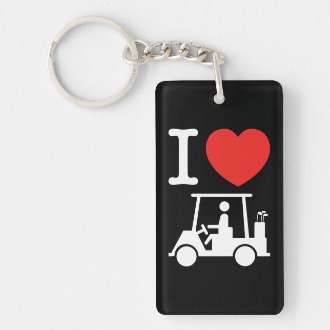 I Heart (Love) Golf Cart Key Ring (Front)
