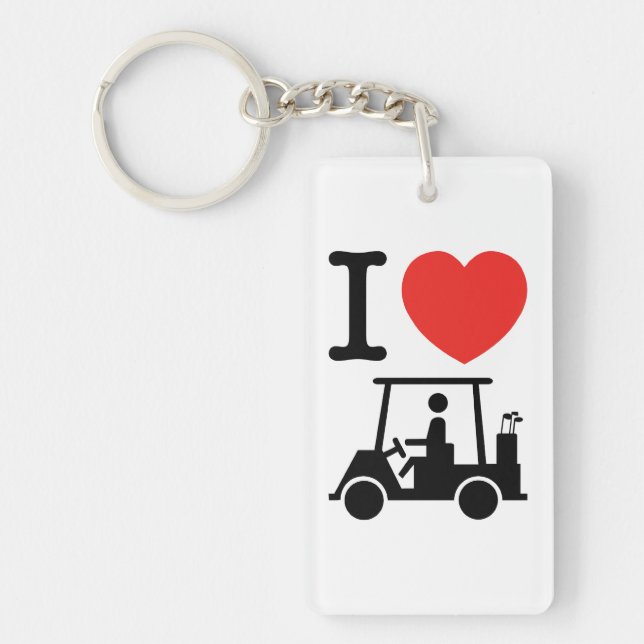 I Heart (Love) Golf Cart Key Ring (Front)