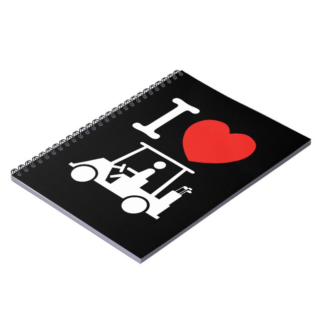 I Heart (Love) Golf Cart Notebook (Left Side)