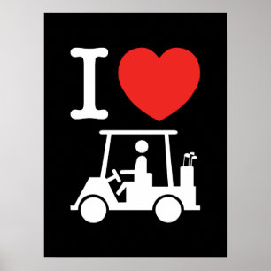 I Heart (Love) Golf Cart Poster