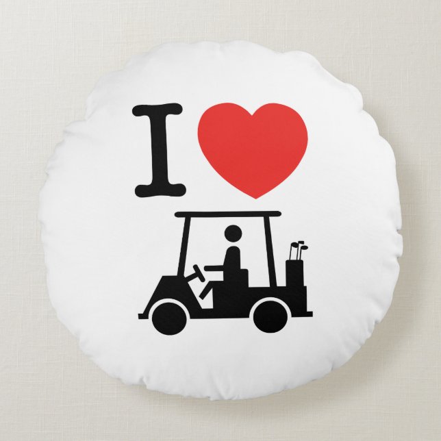 I Heart (Love) Golf Cart Round Cushion (Front)