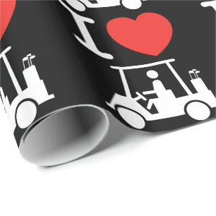 I Heart (Love) Golf Cart Wrapping Paper