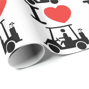 I Heart (Love) Golf Cart Wrapping Paper