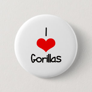 I Heart (Love) Gorillas 6 Cm Round Badge