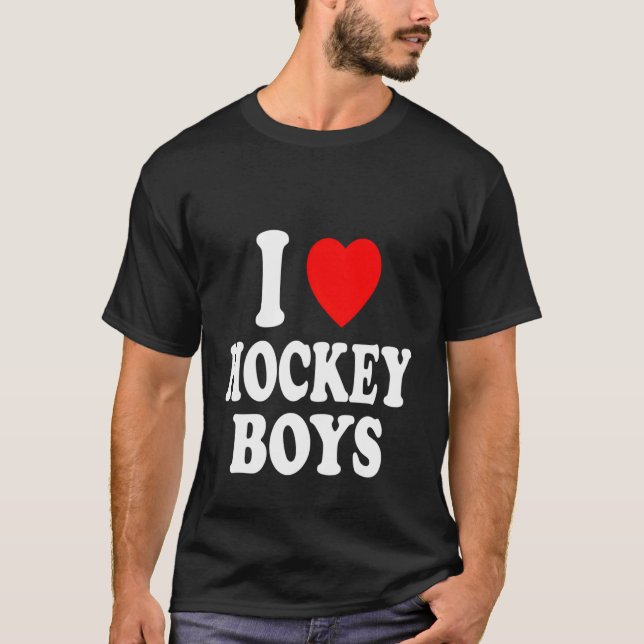 I Heart Love Hockey Boys Skating Ice Attraction Ho T-Shirt (Front)