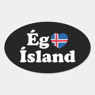 I Heart (Love) Iceland [Ég Elska Ísland] Icelandic Oval Sticker