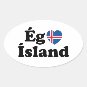 I Heart (Love) Iceland [Ég Elska Ísland] Icelandic Oval Sticker
