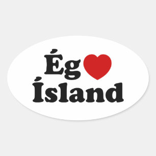 I Heart (Love) Iceland [Ég Elska Ísland] Icelandic Oval Sticker
