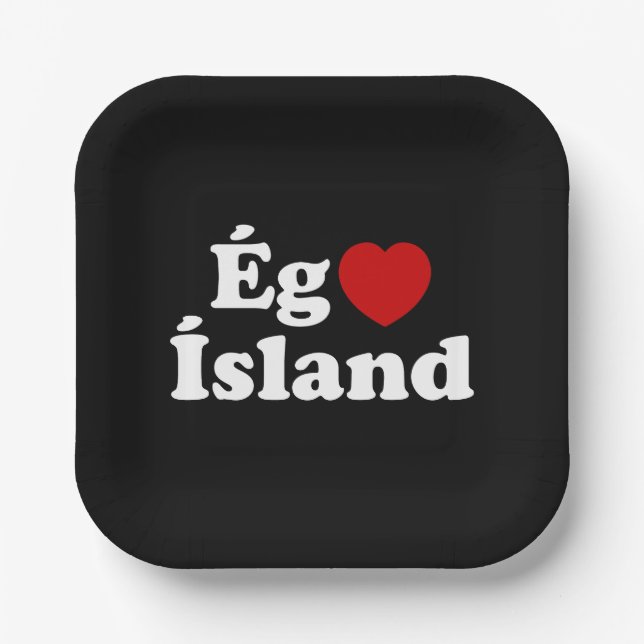 I Heart (Love) Iceland [Ég Elska Ísland] Icelandic Paper Plate (Front)