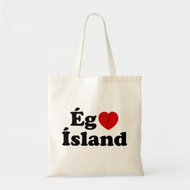 I Heart (Love) Iceland [Ég Elska Ísland] Icelandic Tote Bag (Front)