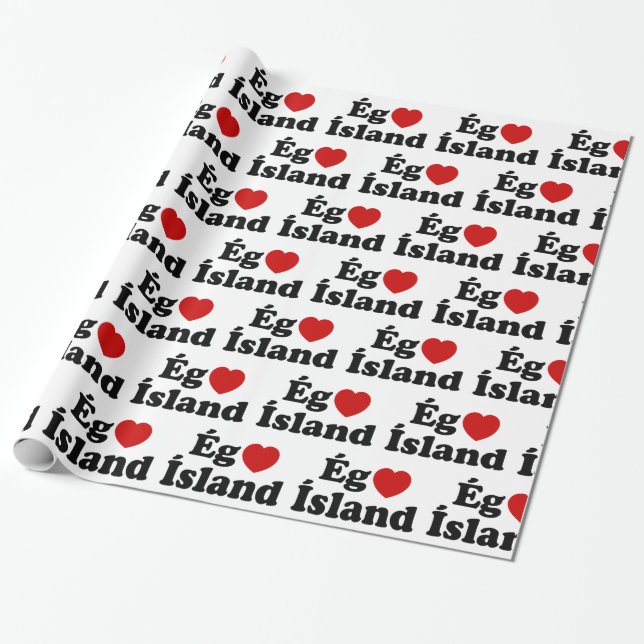 I Heart (Love) Iceland [Ég Elska Ísland] Icelandic Wrapping Paper (Unrolled)