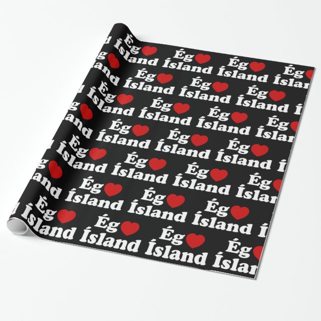 I Heart (Love) Iceland [Ég Elska Ísland] Icelandic Wrapping Paper (Unrolled)
