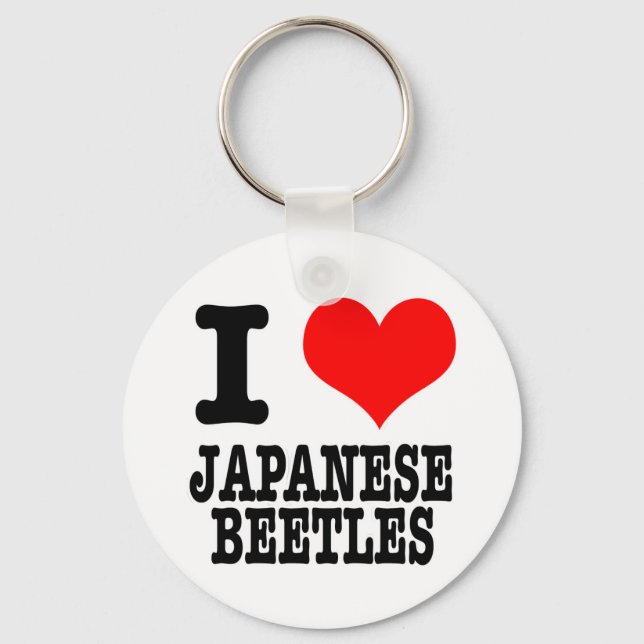 I HEART (LOVE) JAPANESE BEETLES KEY RING (Front)