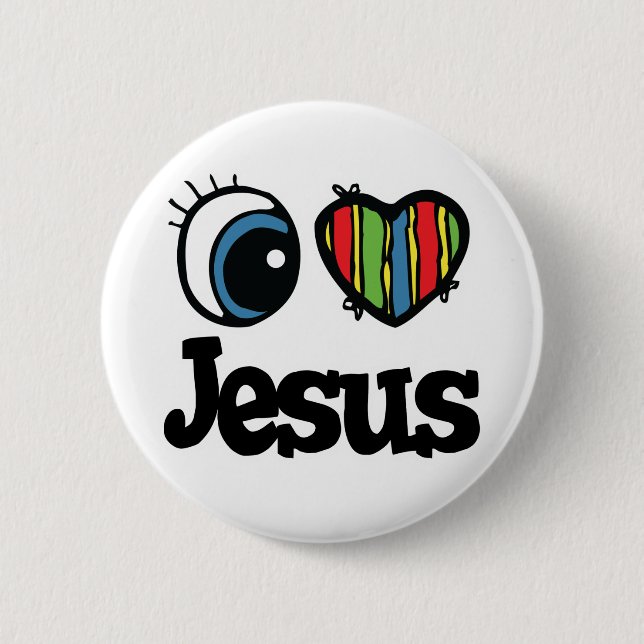 I Heart (Love) Jesus 6 Cm Round Badge (Front)
