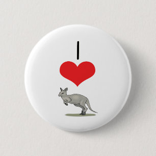 I Heart (Love) Kangaroos 6 Cm Round Badge