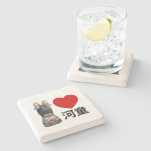I Heart [Love] Kappa 河童 Stone Coaster