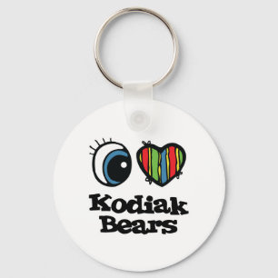 I Heart (Love) Kodiak Bears Key Ring