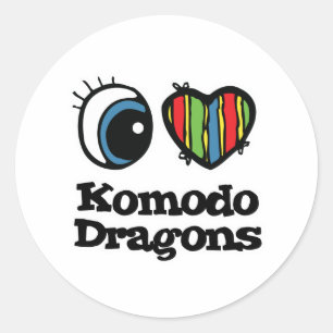 I Heart (Love) Komodo Dragons Classic Round Sticker
