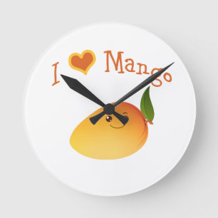 I Heart (love) Mango Round Clock