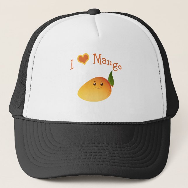 I Heart (love) Mango Trucker Hat (Front)