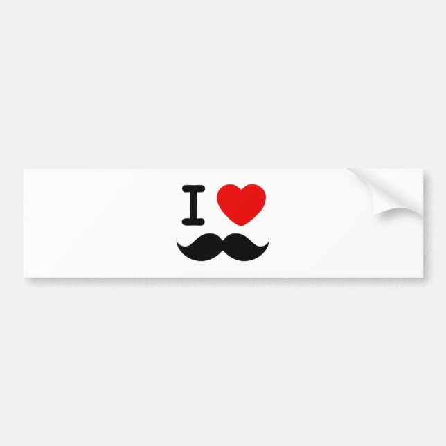 I heart / Love Moustaches / Moustaches Bumper Sticker (Front)