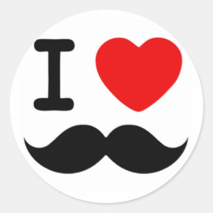 I heart / Love Moustaches / Moustaches Classic Round Sticker