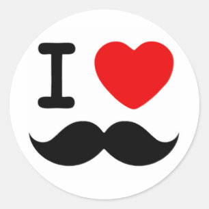 I heart / Love Moustaches / Moustaches Classic Round Sticker