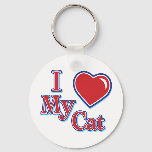 I Heart love my cat Key Ring (Front)
