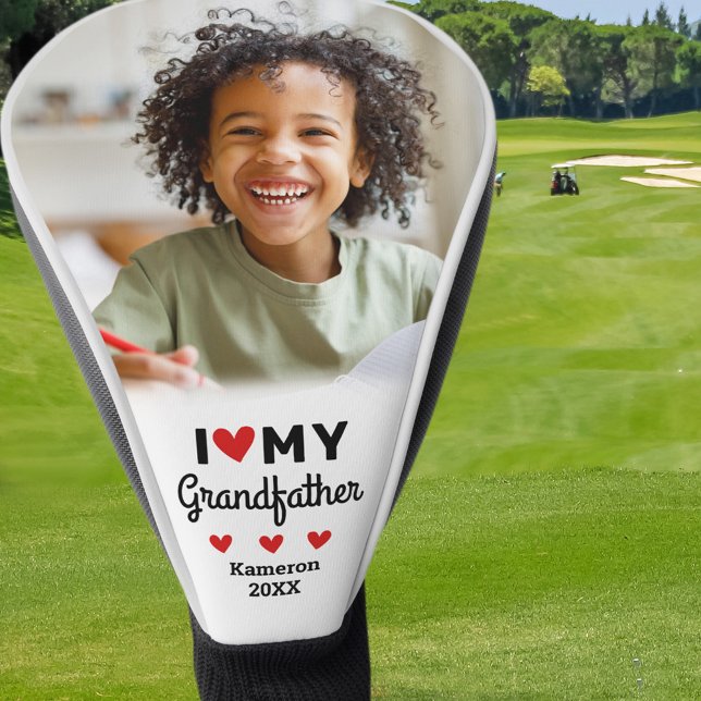 I Heart Love My Grandfather Photo Name Grandchild Golf Head Cover (I Heart Love My Grandfather Photo Name Grandchild Golf Head Cover)