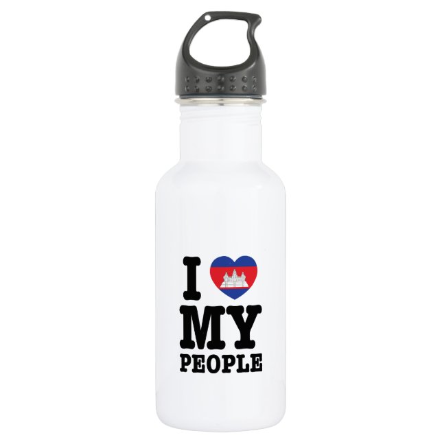 I Heart (Love) My Khmer People 532 Ml Water Bottle (Front)