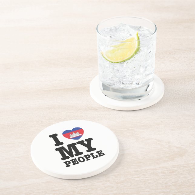 I Heart (Love) My Khmer People Coaster (Side)