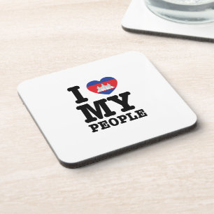 I Heart (Love) My Khmer People Coaster