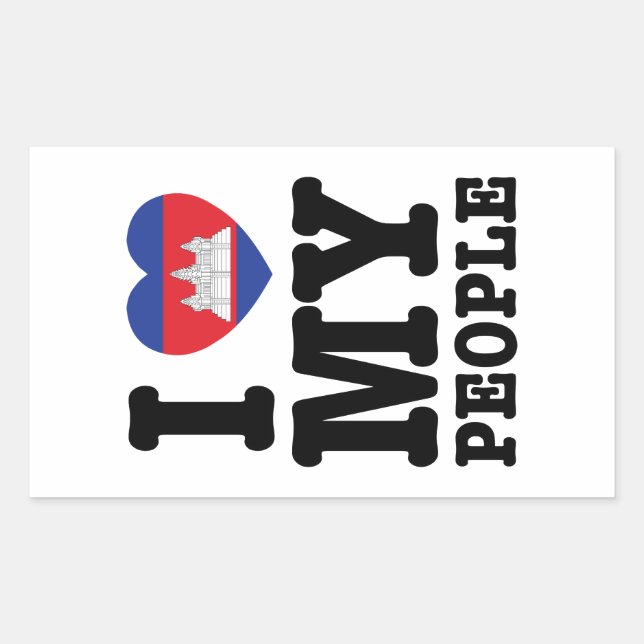 I Heart (Love) My Khmer People Rectangular Sticker (Front)