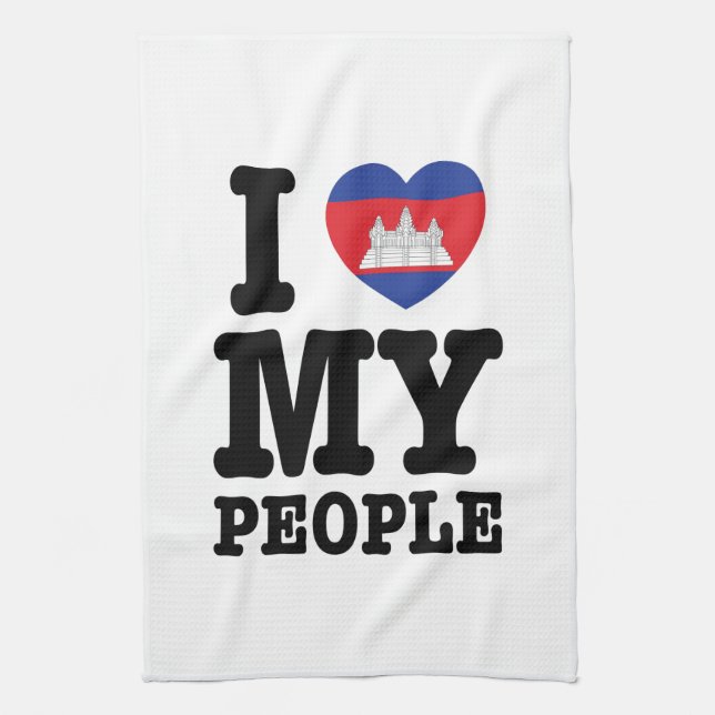 I Heart (Love) My Khmer People Tea Towel (Vertical)