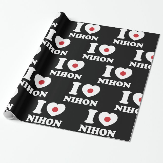 I HEART [LOVE] NIHON WRAPPING PAPER (Unrolled)