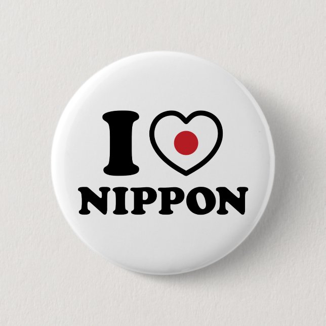 I HEART [LOVE] NIPPON 6 CM ROUND BADGE (Front)