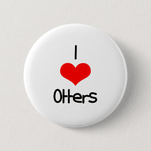 I Heart (Love) Otters 6 Cm Round Badge