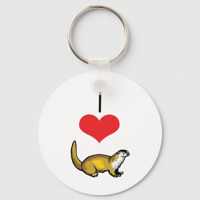 I Heart (Love) Otters Key Ring (Front)