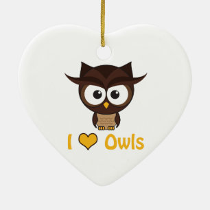 I heart (love) owls ceramic ornament
