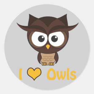 I heart (love) owls classic round sticker