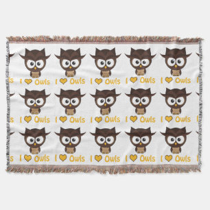 I heart (love) owls throw blanket