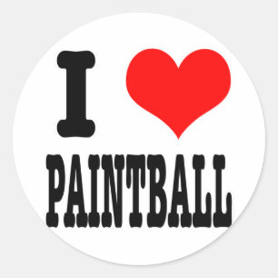 I HEART (LOVE) PAINTBALL CLASSIC ROUND STICKER