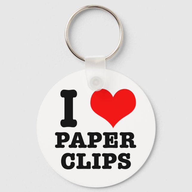 I HEART (LOVE) paper clips Key Ring (Front)
