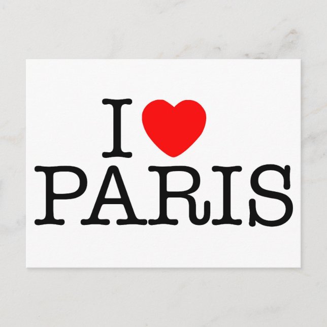 I heart (love) Paris Postcard (Front)