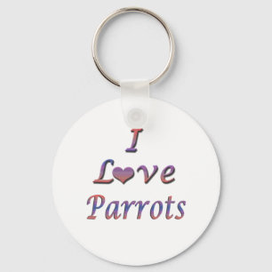 I Heart (Love) Parrots Key Ring