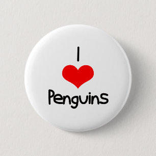 I Heart (Love) Penguins 6 Cm Round Badge