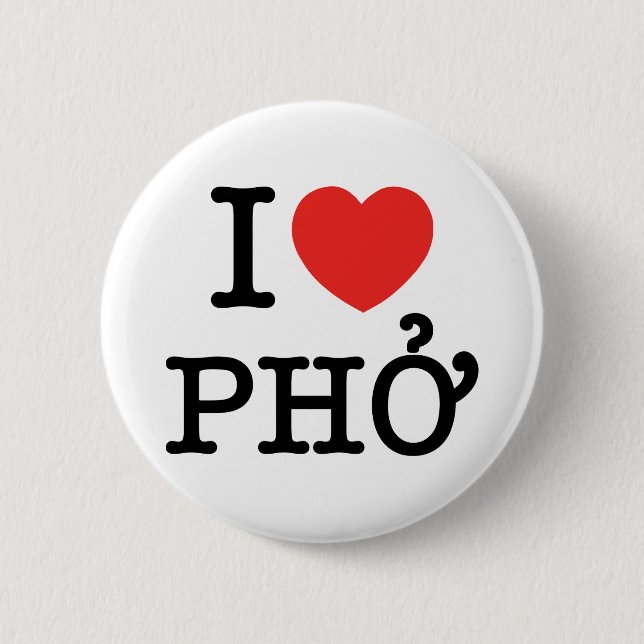 I Heart (Love) Pho 6 Cm Round Badge (Front)